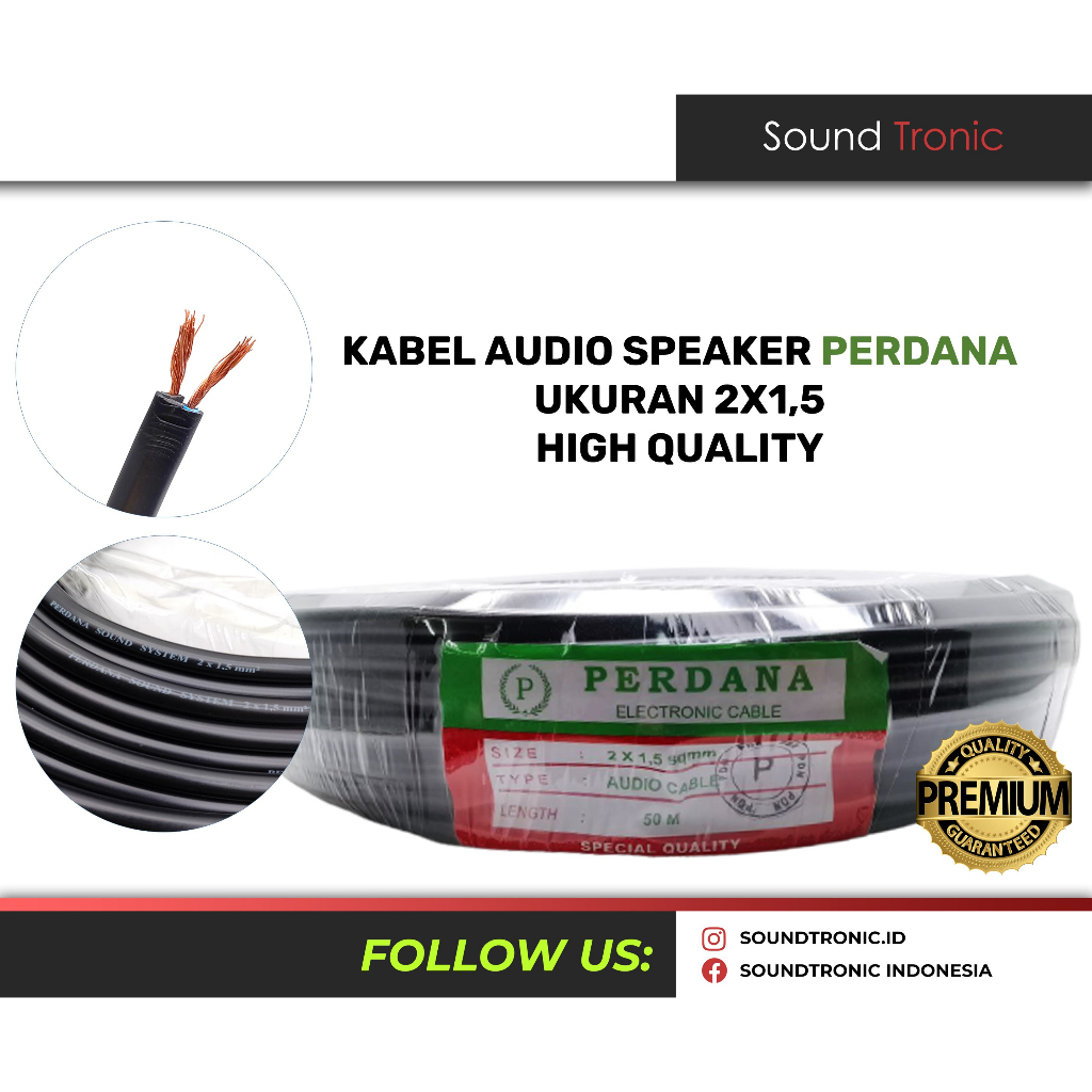 Kabel Audio Speaker 2x1,5 Perdana 2x1.5 1 Roll 50M