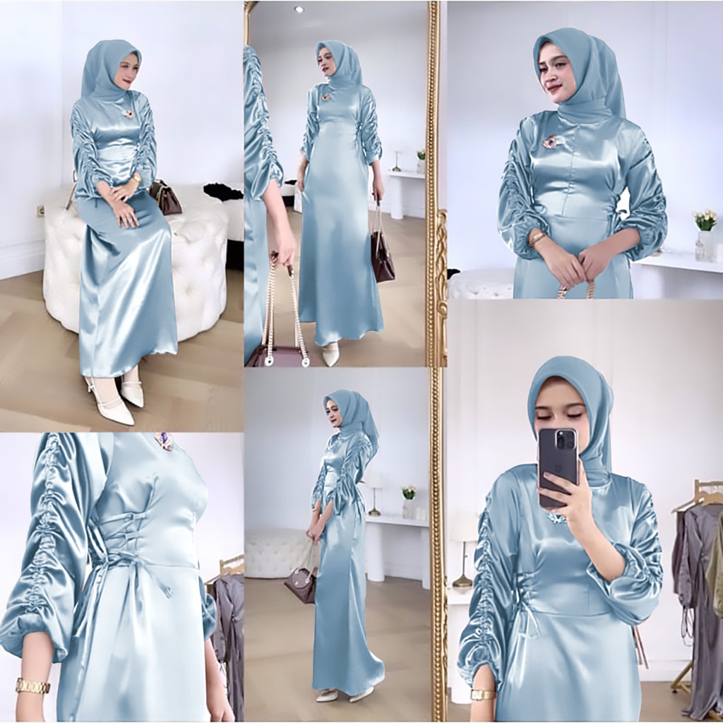 MAXY BELLE AURORA SILK MS FASHION PAKAIAN MUSLIM WANITA DRESS GAMIS MAXI BUSUI