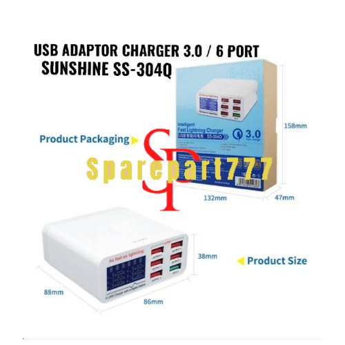 Usb Adaptor Charger carger 3.0 6 Port Sunshine SS-304Q indikator lcd ss304q