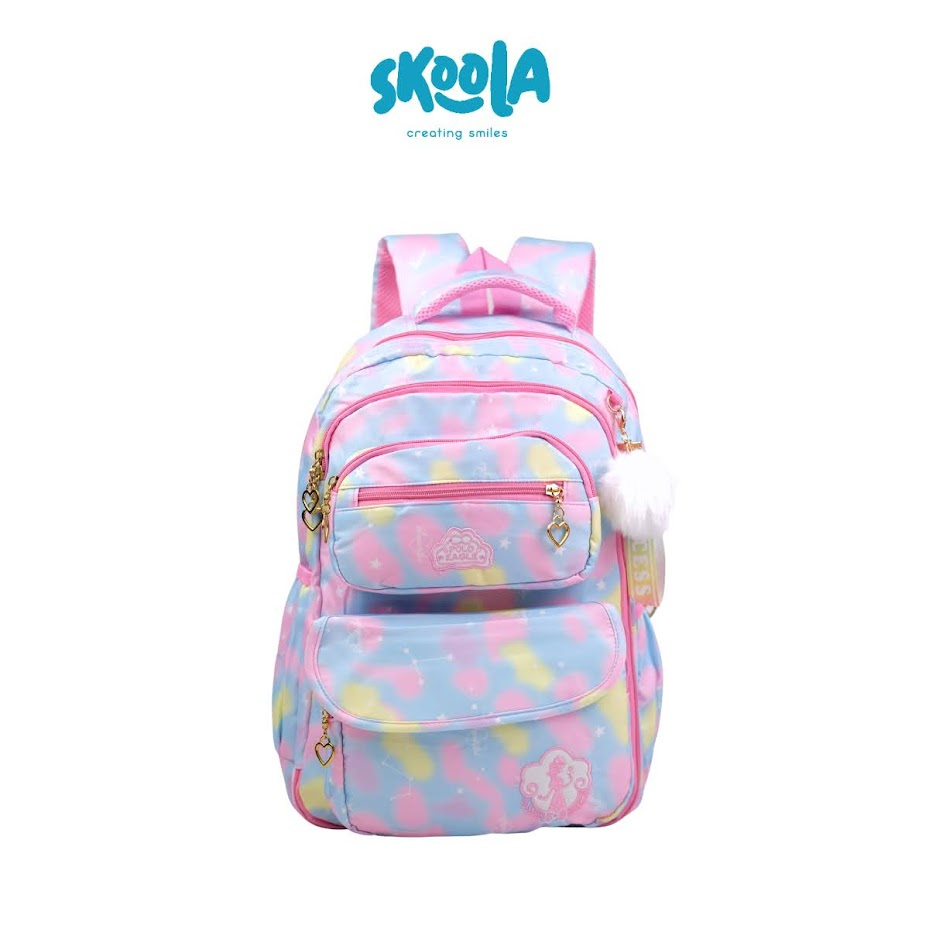 Tas Sekolah Anak Perempuan SD Ransel Polo Eagle 7093 Open Set Free Keychain Pom Pom - Skoola