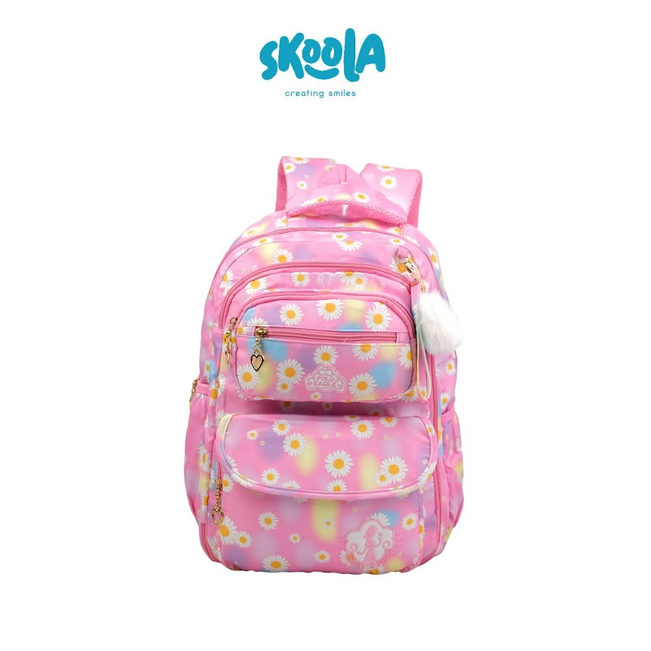 Tas Sekolah Anak Perempuan SD Ransel Polo Eagle 7093 Open Set Free Keychain Pom Pom - Skoola