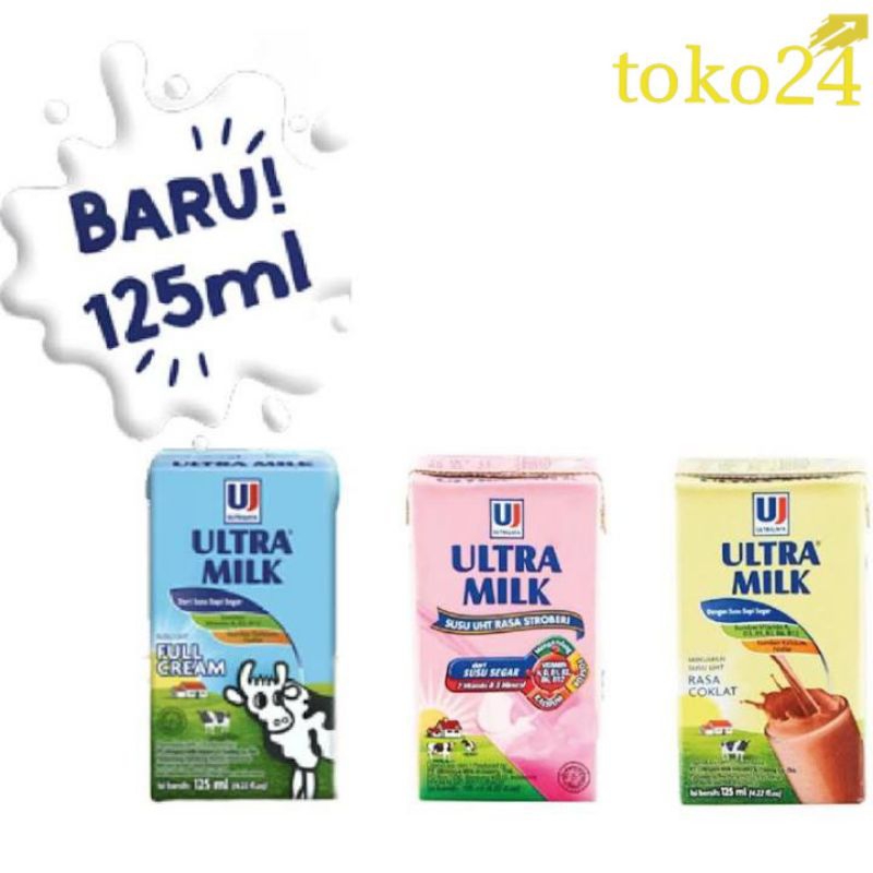 

Ultra Milk Coklat, Stroberi, Plain 125 ml