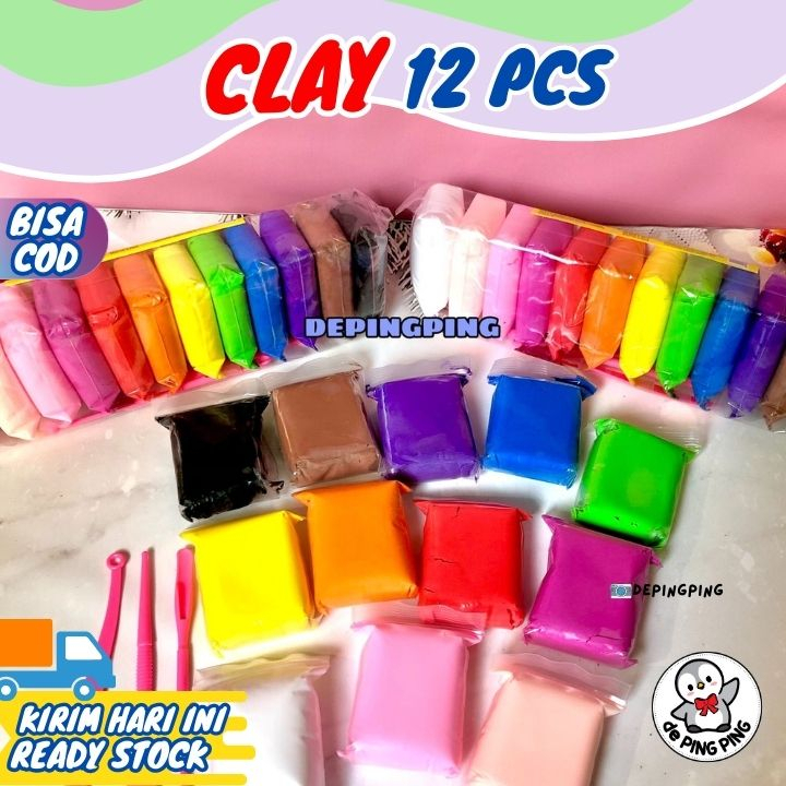 CLAY ISI 12/MAINAN EDUKASI/ SOFT CLAY WARNA WARNI