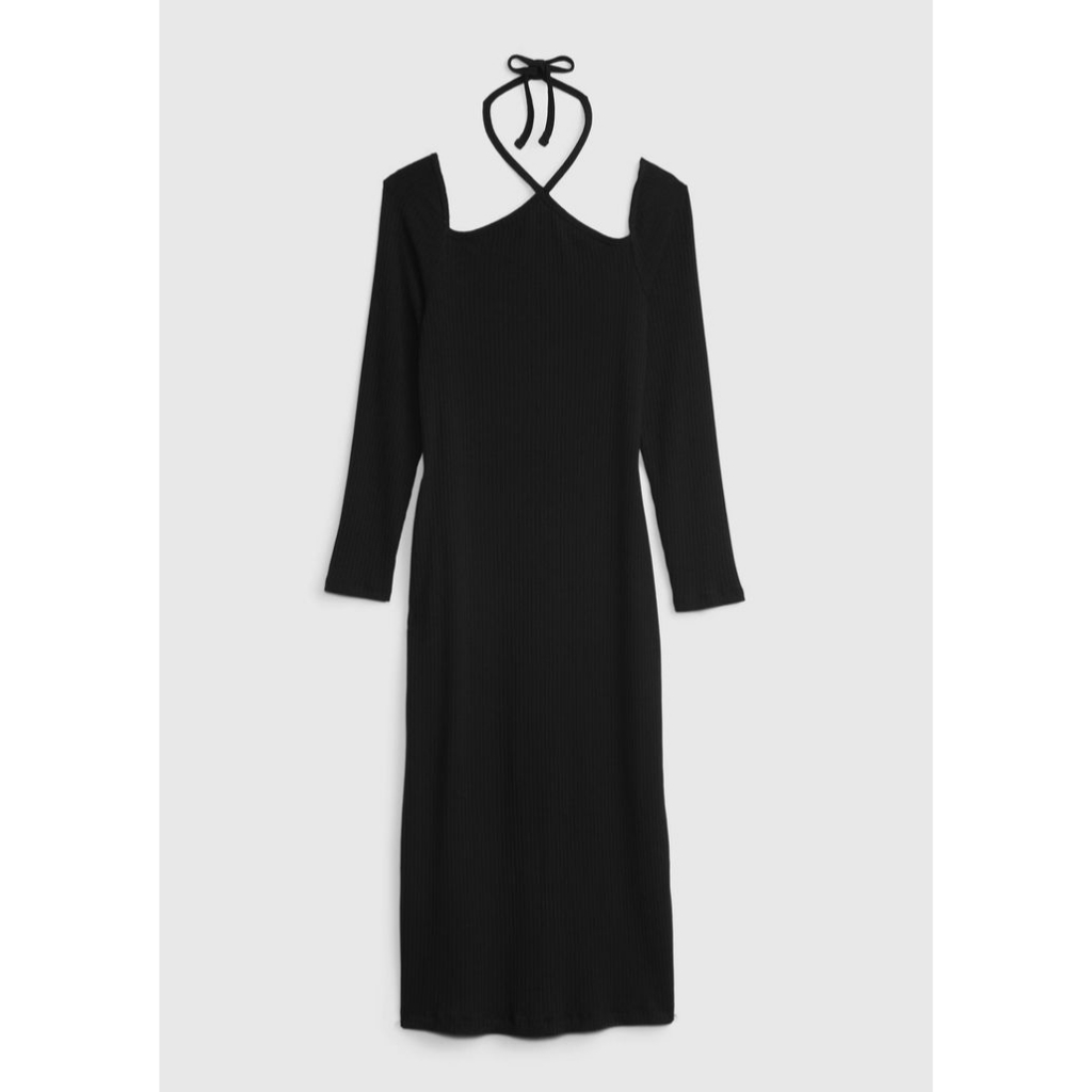 Gap Tie-Neck Cutout Ribbed Dress