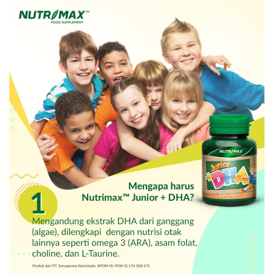 NUTRIMAX JUNIOR + DHA 30 NATURECAPS | Mendukung Proses Tumbuh Kembang, Pembentukan Otak &amp; Sistem Saraf