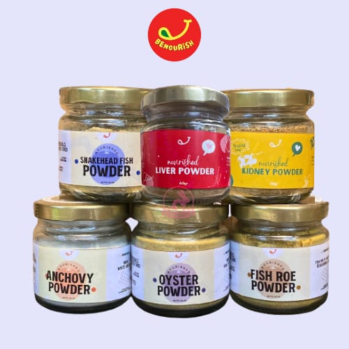 BENOURISH OYSTER POWDER | BEEF LIVER POWDER | KIDNEY POWDER | FISH ROE | GABUS POWDER | BUBUK GINJAL HATI SAPI ORGANIK