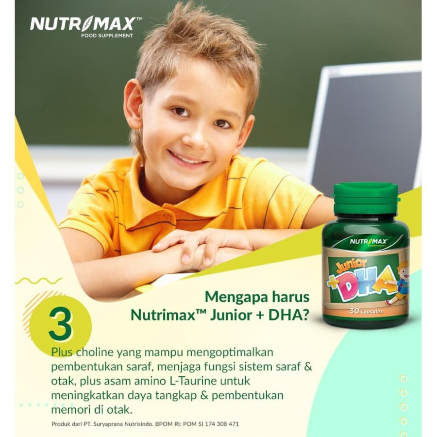 NUTRIMAX JUNIOR + DHA 30 NATURECAPS | Mendukung Proses Tumbuh Kembang, Pembentukan Otak &amp; Sistem Saraf