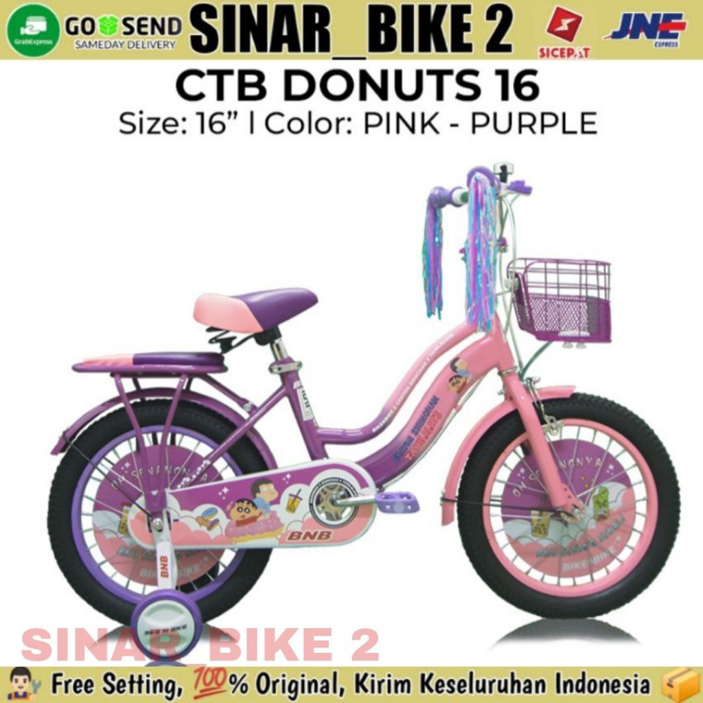 Sepeda Anak City Bike BNB DONUTS Ukuran 16 inch Shinchan x Tahilalats