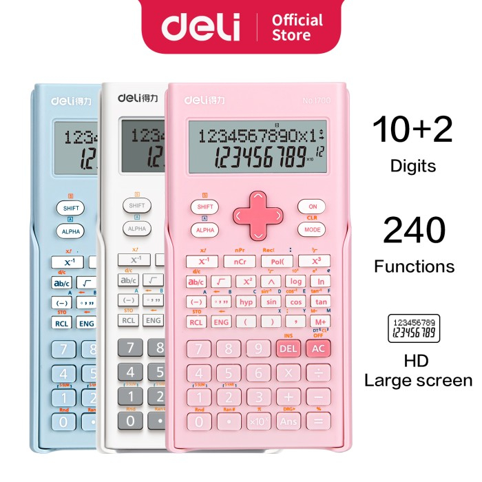 FYGALERY DELI001 Deli Scientific Calculator/ Kalkulator Ilmiah 12 Digit 240 Fungsi 1700