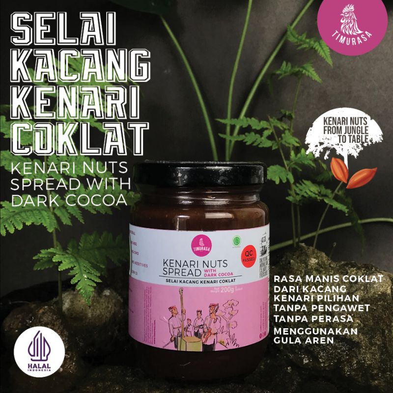 Selai Cokelat Kacang Kenari Premium Asli Timurasa - Kenari Nut Spread Dark Cocoa 200g Super Food Premium