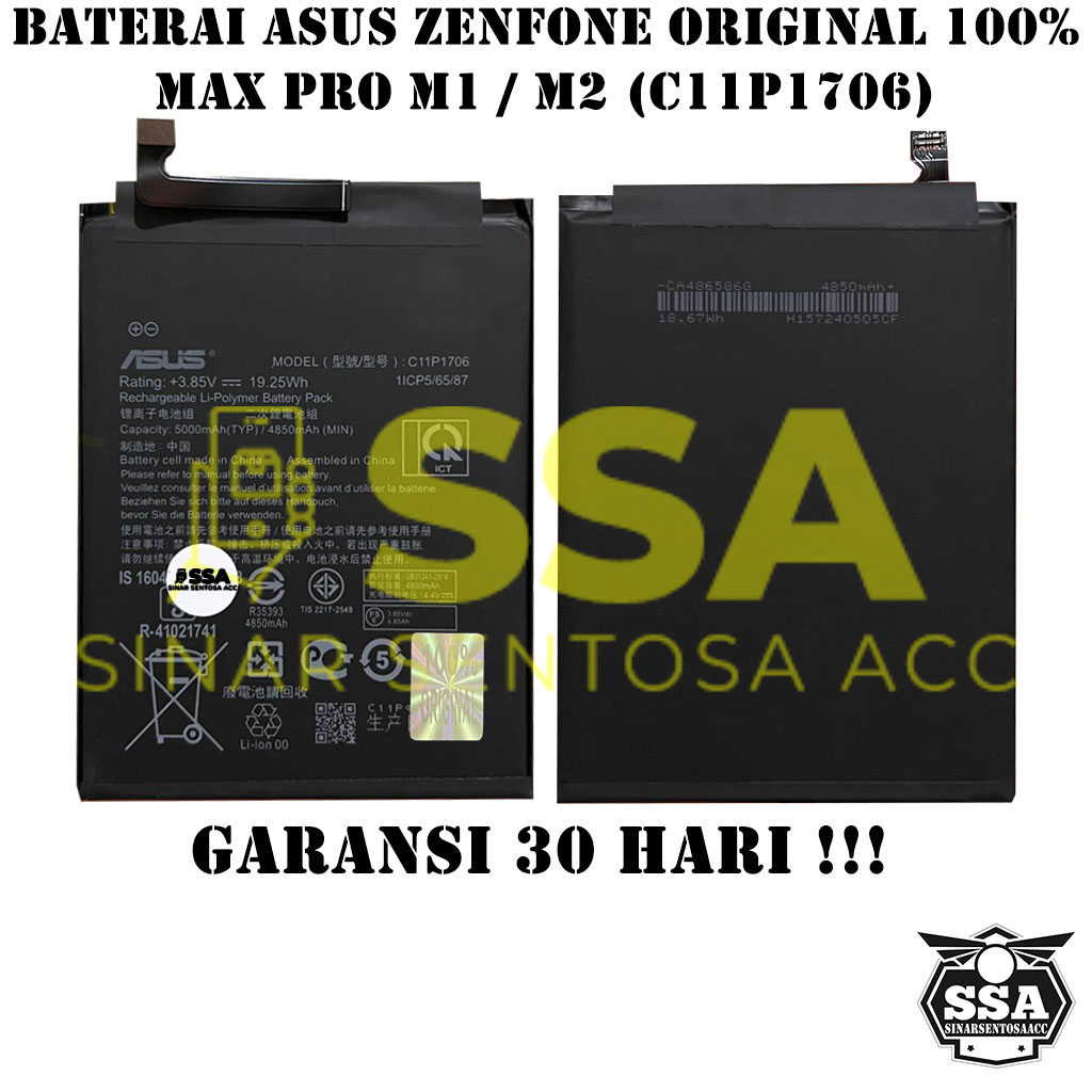 Baterai Original 100% Asus Zenfone Max Pro M1 M2 ZB601KL ZB602KL ZB631KL C11P1706 X00TD X00TDA X01BDA X00TDB X01BDA Batre Batrai Battery Ori Garansi Awet