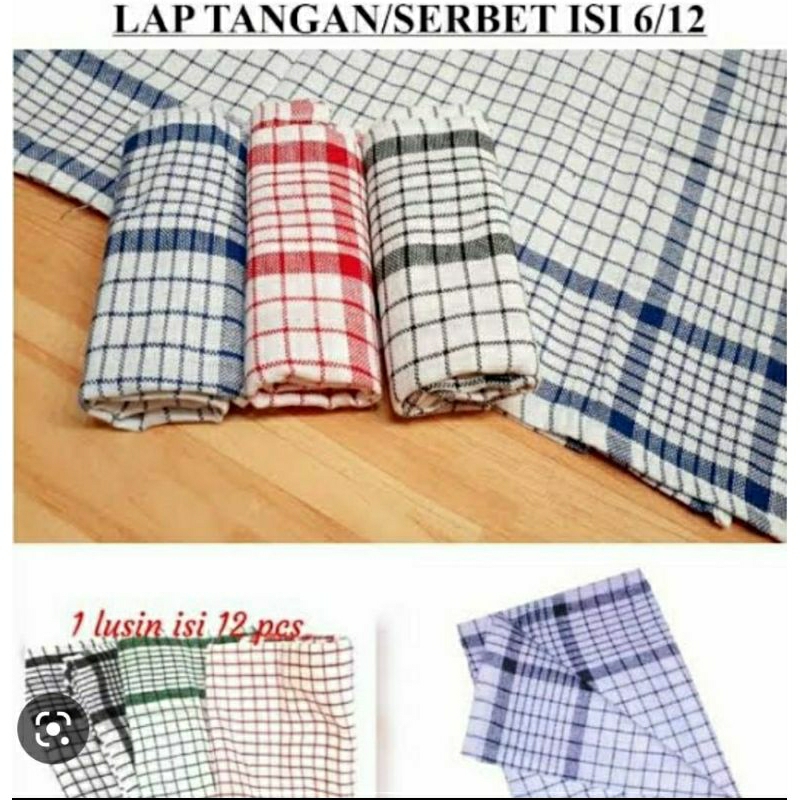 SERBET DAPUR MURAH LUSINAN / LAP DAPUR KOTAK KOTAK 12 PCS / SERBET KOTAK KOTAK LUSINAN