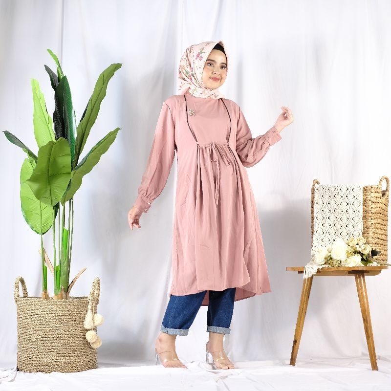 THALITA TUNIK POLOS TALI DEPAN/Tunik Polos Premium Wanita