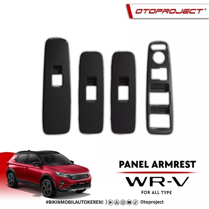 cover panel armrest sakral power window BRV &amp; WRV 2022 2023 hitam carbon wood