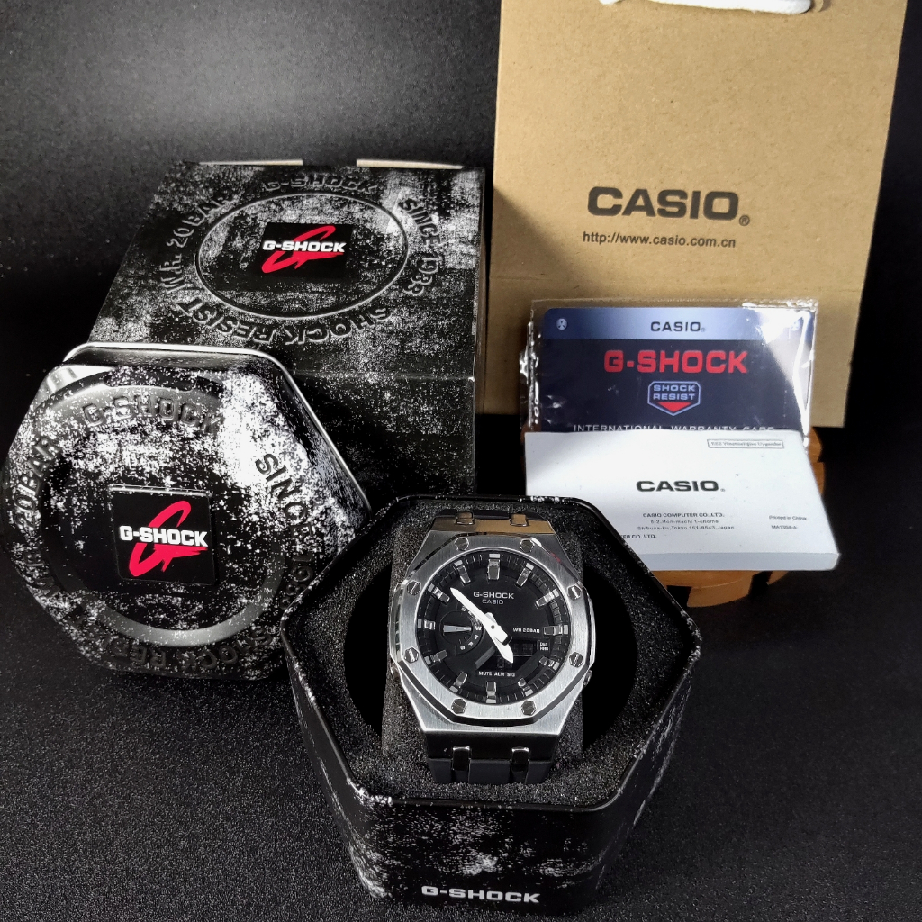 Jam Tangan CASIO G-SHOCK GM-2100 Custom Series Silver Black Autolight