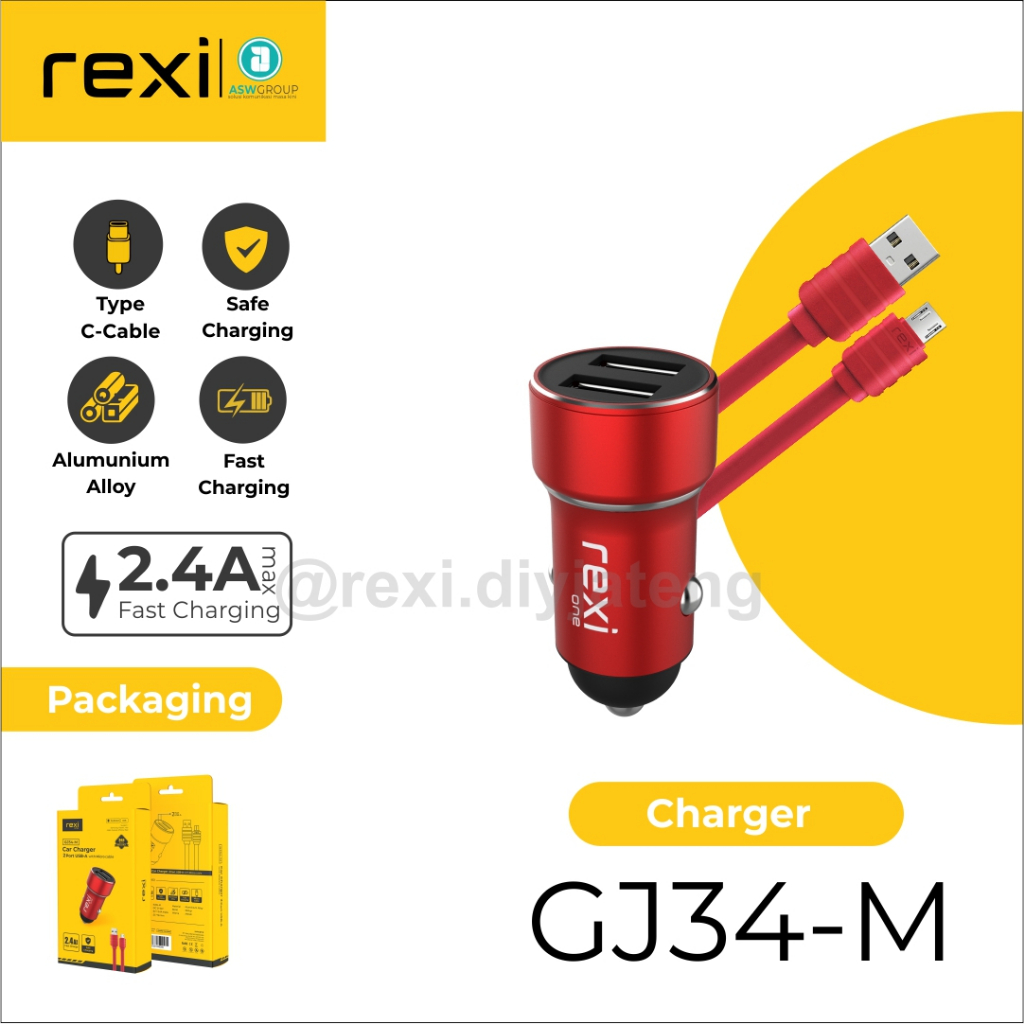 Car charger 2.4A free kabel mikro fast charging GJ34-M rexi