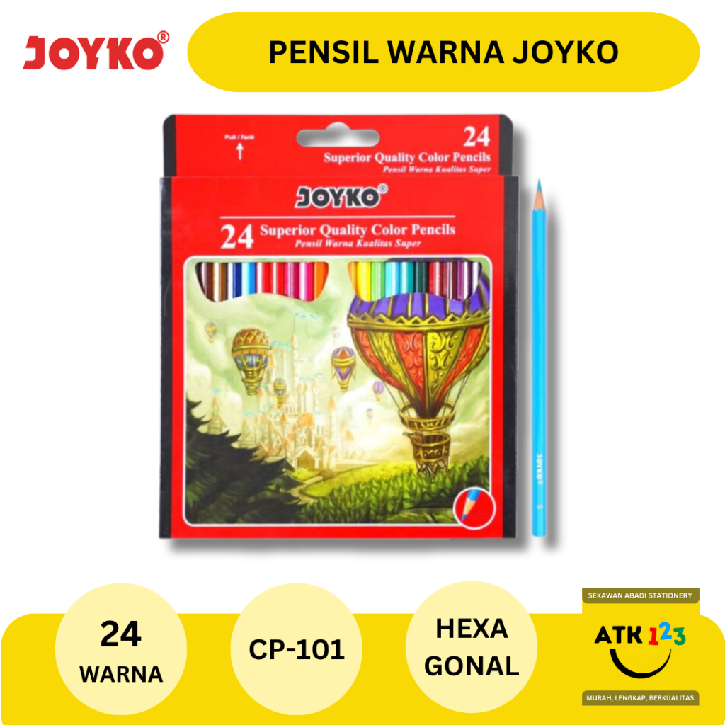 Pensil Warna Merk Joyko Set 24 Warna Pensil Panjang