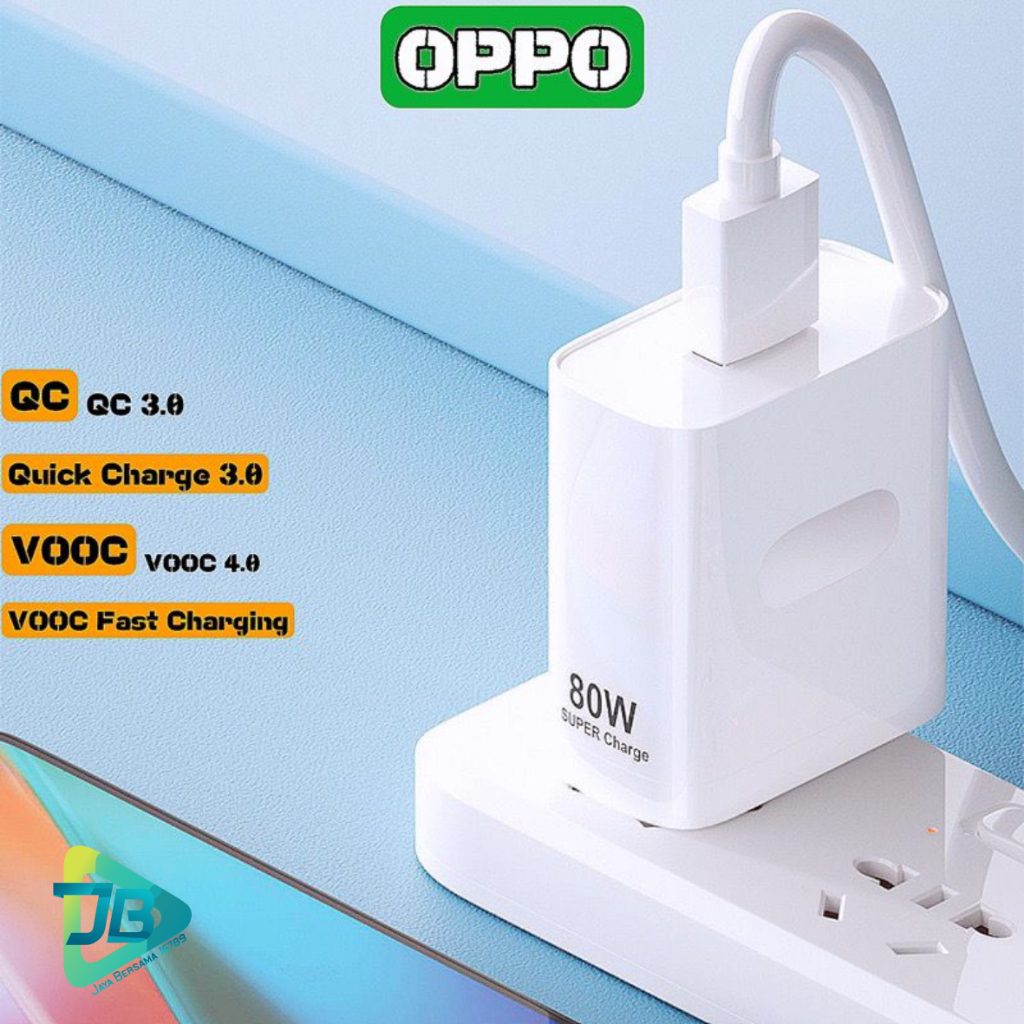 BATOK ADAPTOR ORIGINAL OPPO 80W SUPER VOOC &amp; VOOC PENGISIAN SUPER CEPAT OPPO RENO8 RENO 7 RENO 6 RENO 5 RENO 5F RENO 4 A77S A57 2022 A15 A16 A16E A17 A17K A5 2020 A9 2020 JB8875