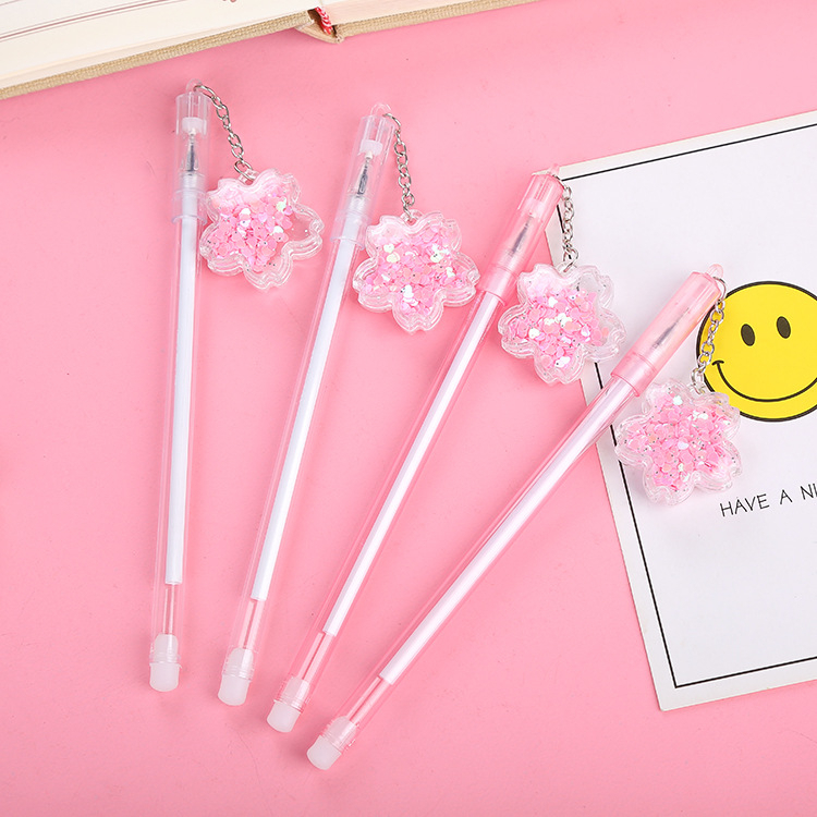 

(SNAPCORNER)Pulpen Gantungan Bunga Sakura Lucu Pen Flowers Bolpoin Pink Import Murah