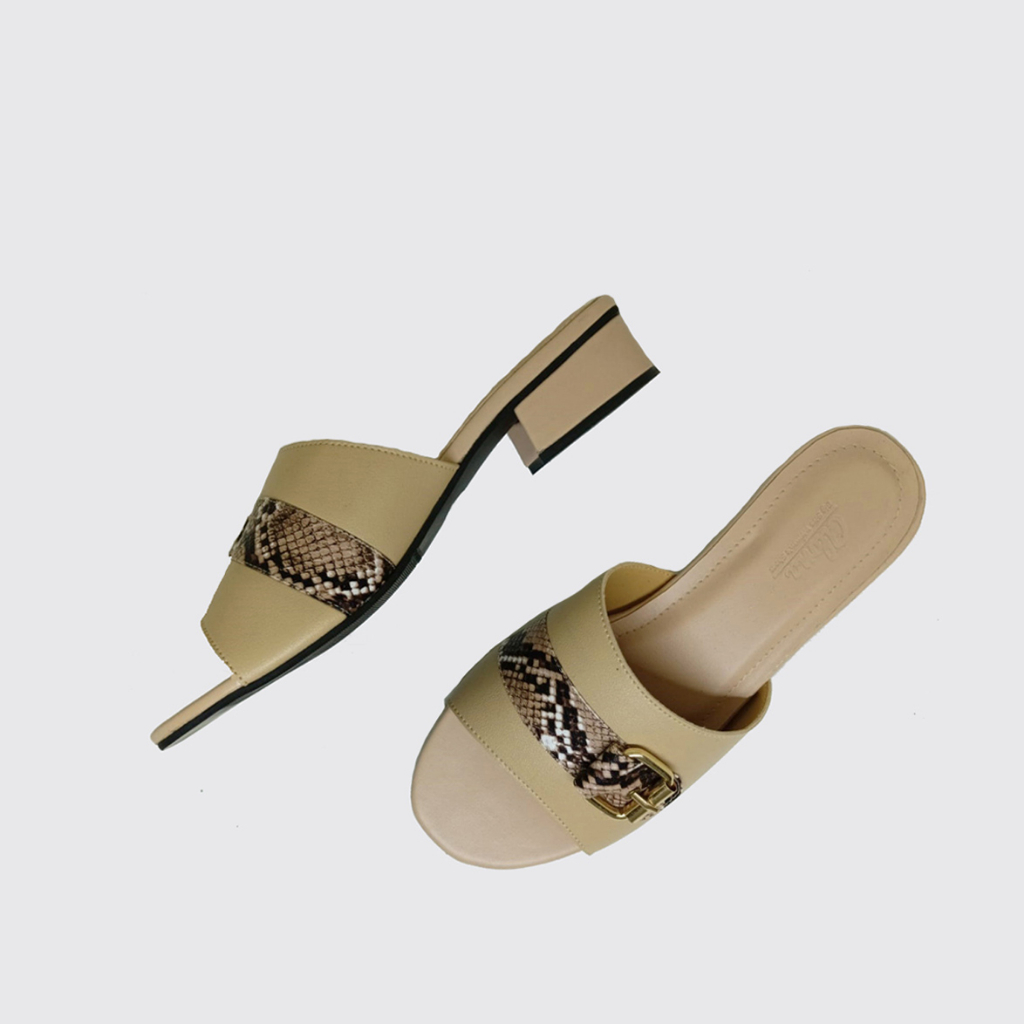 Sendal Wanita Big Size Heels Hak 3cm / Sandal Cewe Ibu2 Heel Pesta Casual Gaya /Ukuran Jumbo Besar/ Brown Beige Tan Black