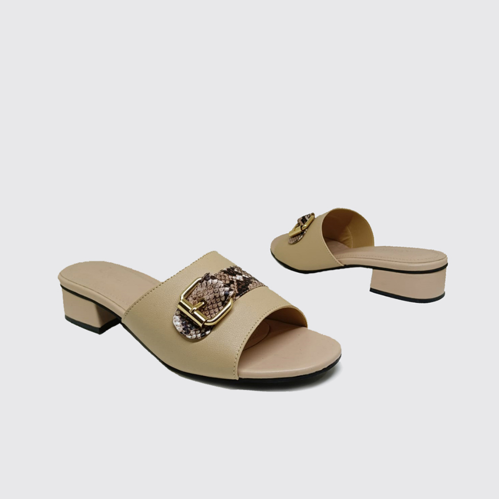 Sendal Wanita Big Size Heels Hak 3cm / Sandal Cewe Ibu2 Heel Pesta Casual Gaya /Ukuran Jumbo Besar/ Brown Beige Tan Black