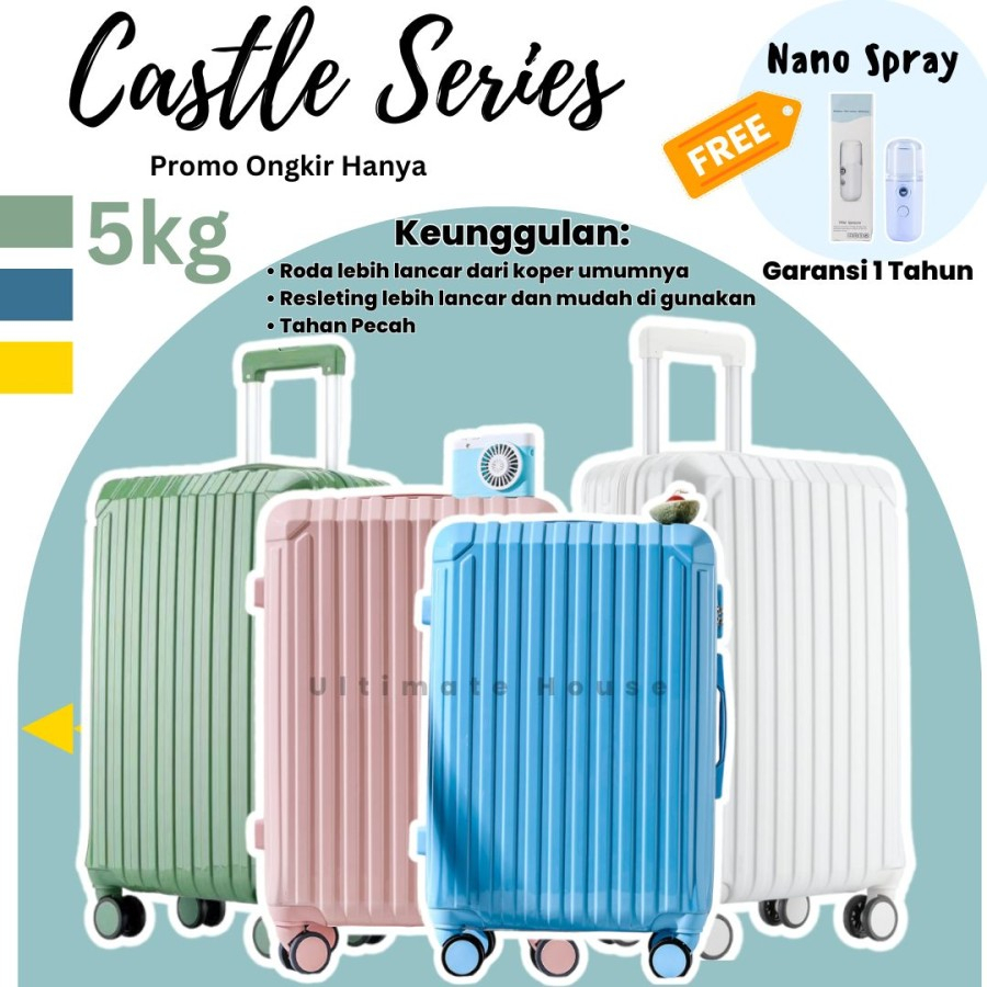 Koper Castle Series Kabin Bagasi Travelling Koper Fiber Koper 20 inch 24 inch Anti Pecah Koper Bagasi Luggage Tas Travel Umroh Suitcase Zipper Cabin