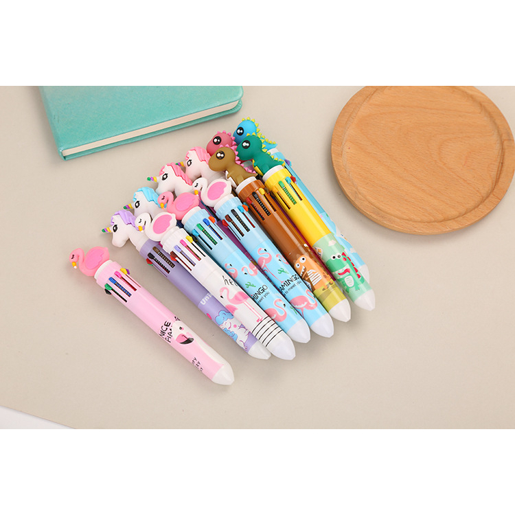 (SNAPCORNER)Pulpen 10 Warna Dino kepala Unicorn BTS Pena Ballpoint