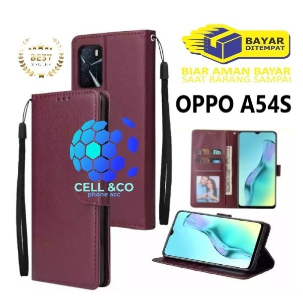 FLIP COVER OPPO A54S LEATHER WALLET PREMIUM FLIP CASE BUKA TUTUP KESING HP CASING FLIP CASE WALLET