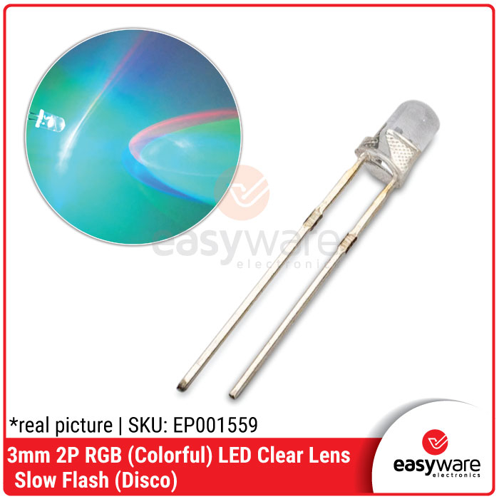 LED 3mm RGB 2P Colorful LED Pelangi Disco Slow Flashing Warna Warni