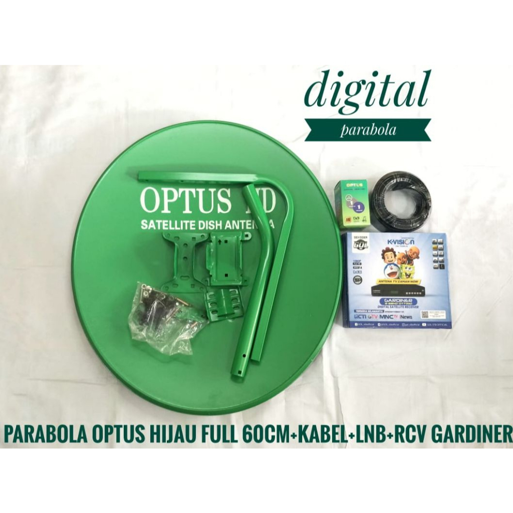 Parabola Mini Optus Hijau 60cm Paket Receiver Gardiner - Odu Optus 60 cm Hijau Full Set Lengkap Rece
