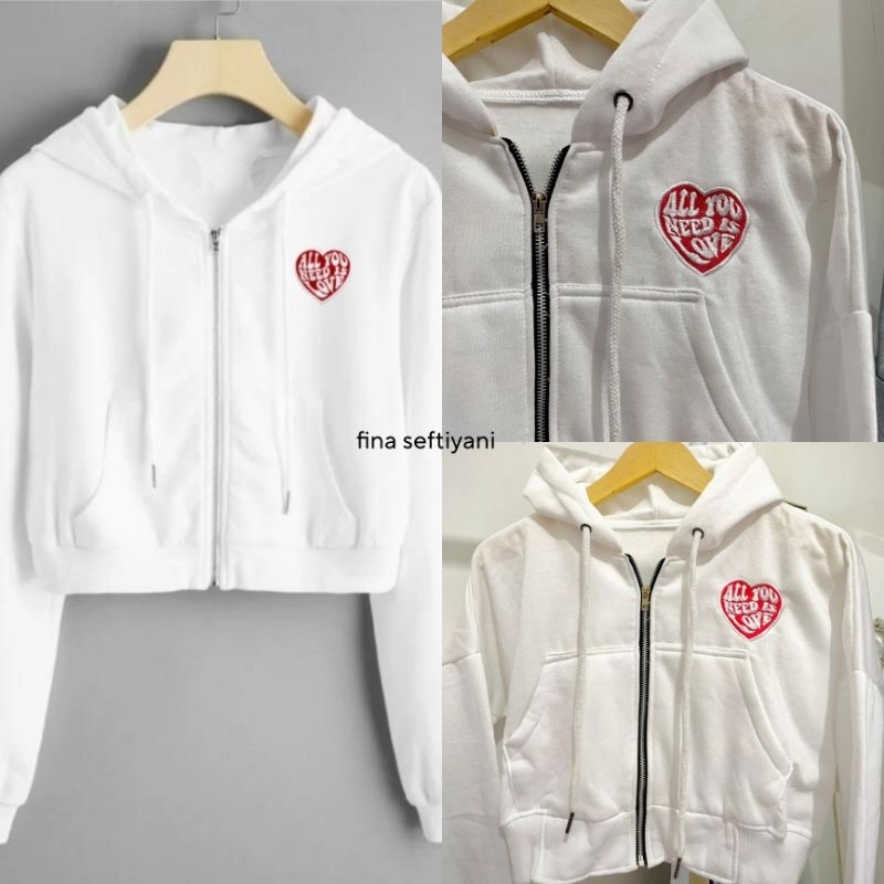 Jacket crop embordired all you need is love premium