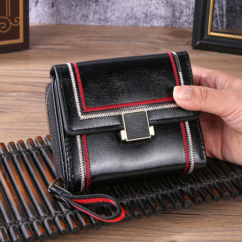 DOMPET LIPAT WANITA MINI SLOT KARTU RESLETING KOIN PENDEK REMAJA KOREA KECIL IMPORT KULIT HITAM CYBELA MURAH WA695B5 BATAM PREMIUM CEWEK KEKINIAN LUCU SIMPLE BRANDED