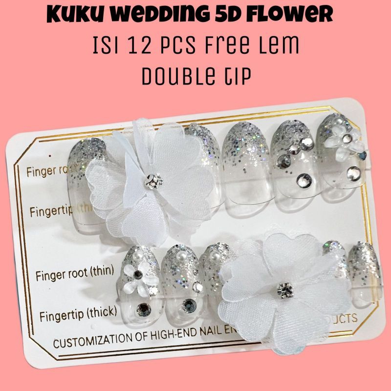 12 PCS KUKU WEDDING 5D FLOWER / NAIL ART FREE LEM