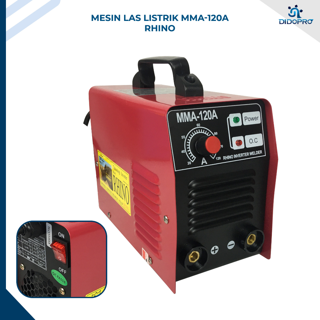 Rhino Mesin Las Listrik Inverter MMA 120 A watt 900 watt Welding Travo Merah Termurah