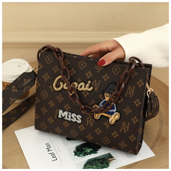 BJ61205 - SQUARE/FLOWER BROWN TAS JINJING HANDBAG SLEMPANG WANITA FASHION KOREA CHINA IMPORT MODIS ELEGAN TERMURAH TERLARIS TERBARU BAGSTORE JAKARTA TAS BATAM ZCJ1205