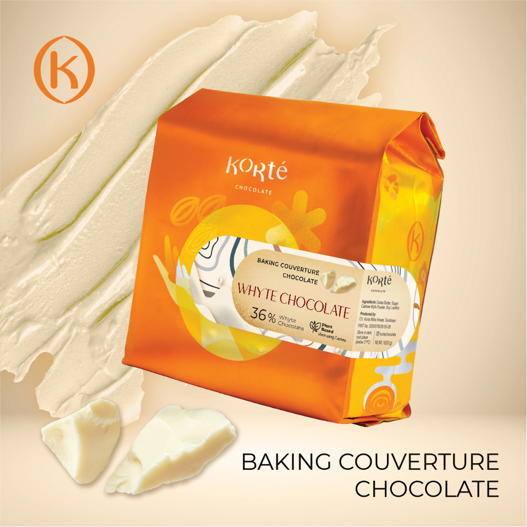 

Korte Baking White Chocolate Couverture - White 36%, 1000g