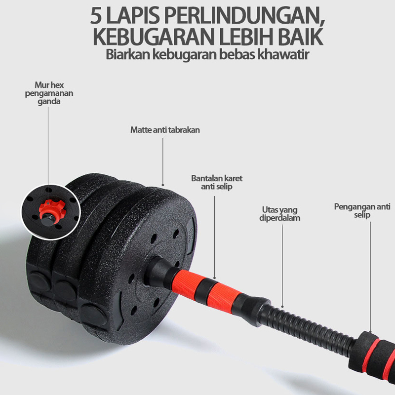 30KG Set Dumbbell /Alat Dumbbell/Dumbbell Olahraga Kebugaran Gym Rumahan/ Peralatan Angkat Besi Home Fitness