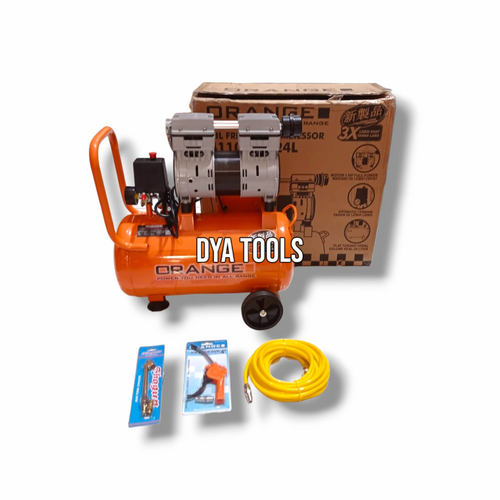 ORANGE 24 LITER KOMPRESOR OILLESS ORANGE 1HP 24LITER SILENT
