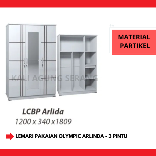 LEMARI PAKAIAN 3 PINTU | LLBP ARLIDA + PASANG - FREE ONGKIR SERANG KOTA
