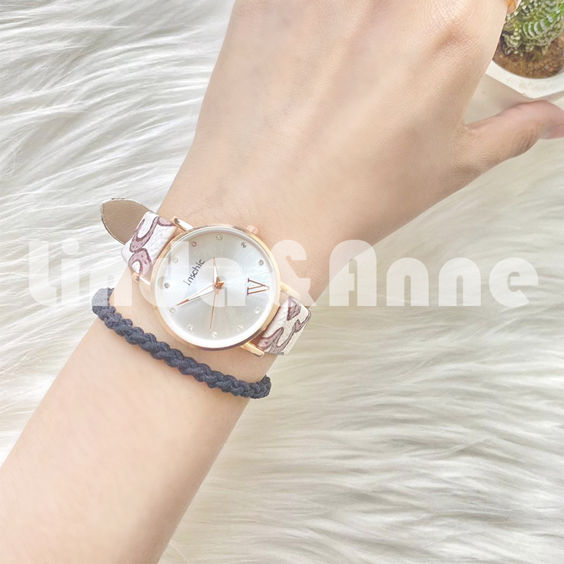 Jam Tangan Wanita Analog Strap PU Leather Design Lucu Korean Fashion Import