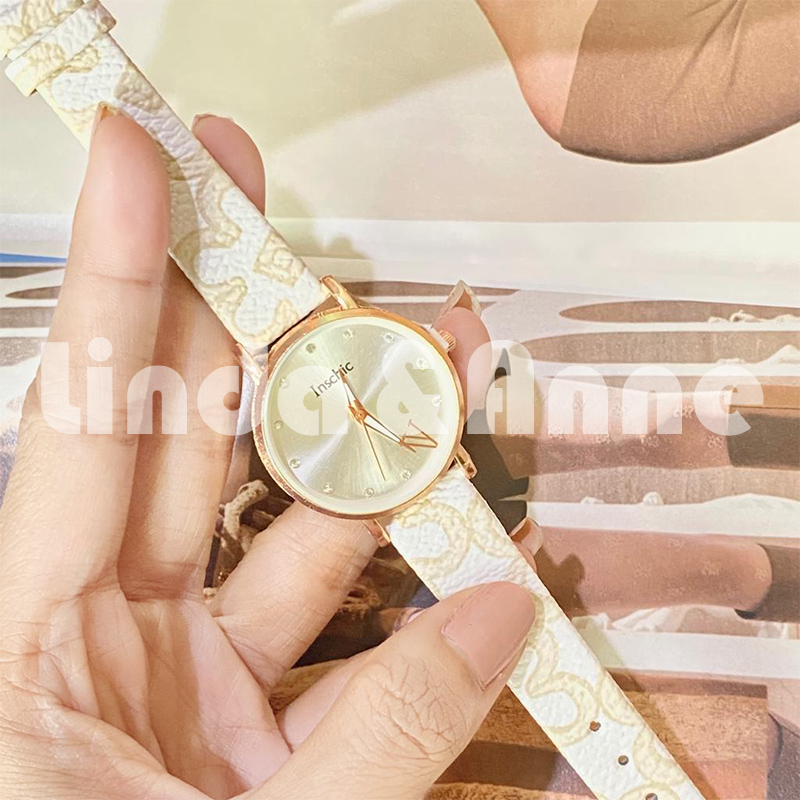 Jam Tangan Wanita Analog Strap PU Leather Design Lucu Korean Fashion Import