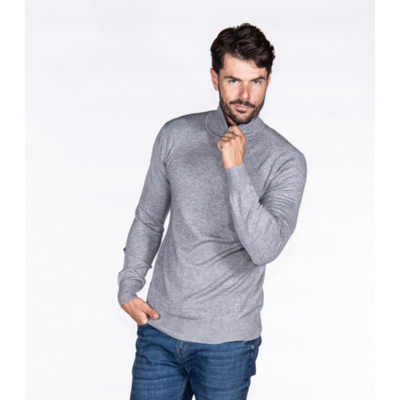 KAOS TURTLE NECK PRIA DEWASA TANGAN PANJANG HITAM PUTIH KAOS LEHER TINGGI TURTLENECK