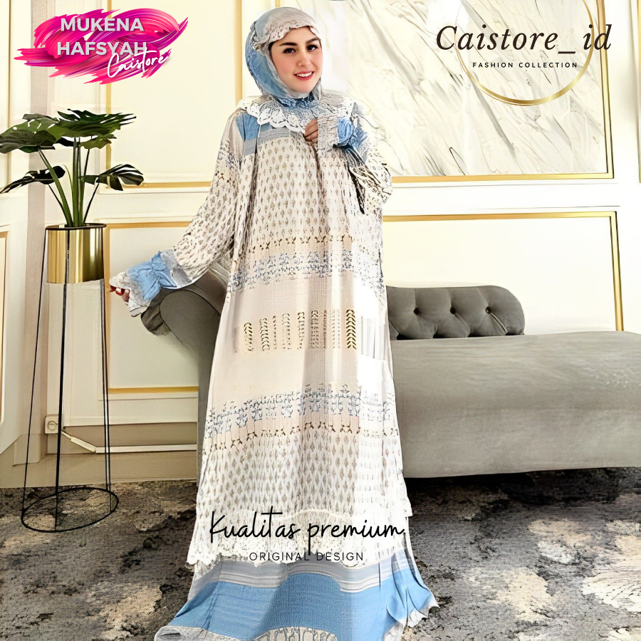 Mukenah Terusan Rayon Dewasa Jumbo Kualitas Premium Desain 2 in 1 Motif Renda Putih Atau Mukenah Laj