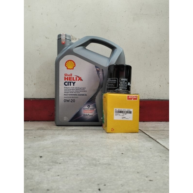 Paket Shell Helix City 0W-20 + Filter Oli Xpander/ Outlander/ Mirage