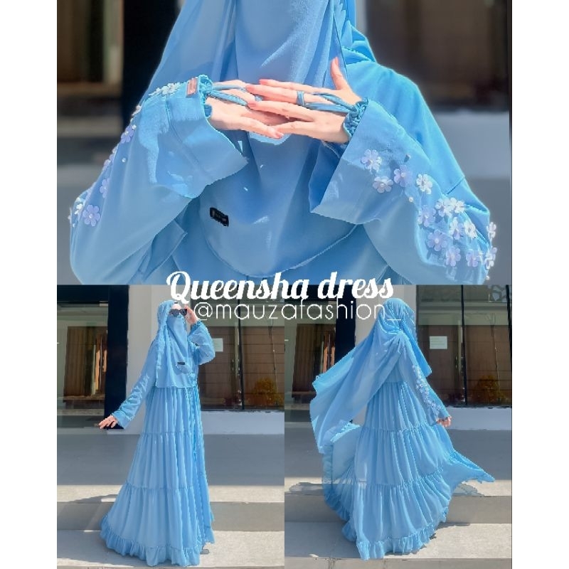Queensha Dress Gamis Abaya Busui Set Inner Outer Jilbab Cadar