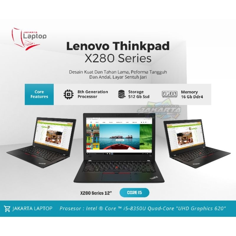 Lenovo Thinkpad Touchscreen X280 | Core i5 | Ram 16Gb | Ssd 512Gb Nvme | Mulus Murha Bergaransi