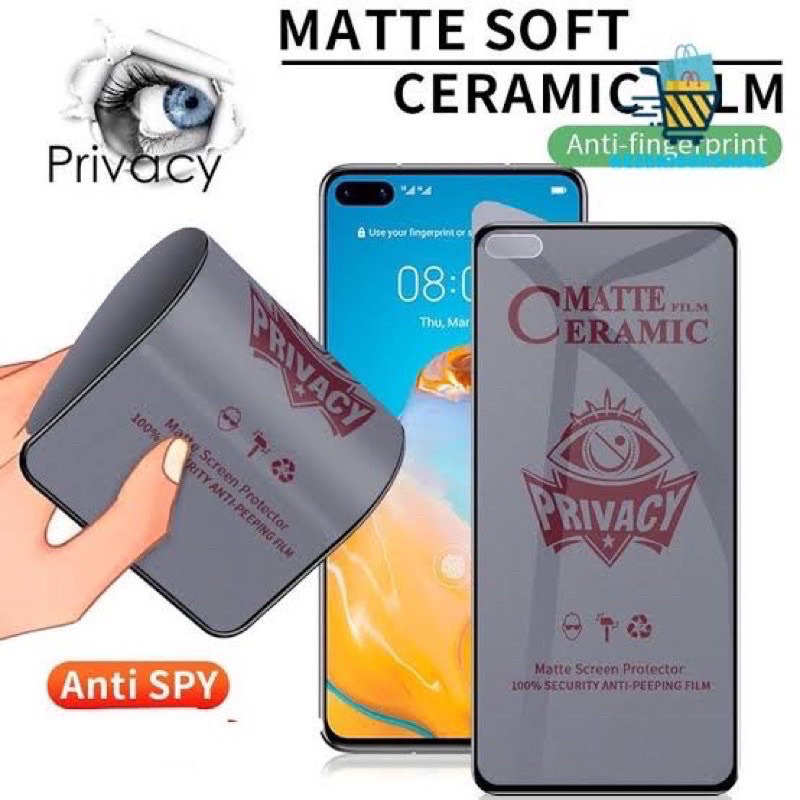 anti gores anti spy privacy matte ceramic vivo Y36 Y16 Y35 Y22 Y75 Y01 Y02 anti minyak fullayar