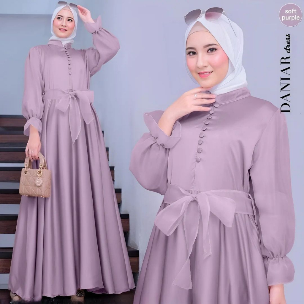 NEW DANIAR DRESS Gamis Satin maxmara kombinasi tile organsa Busui frendly baju kondangan best seller