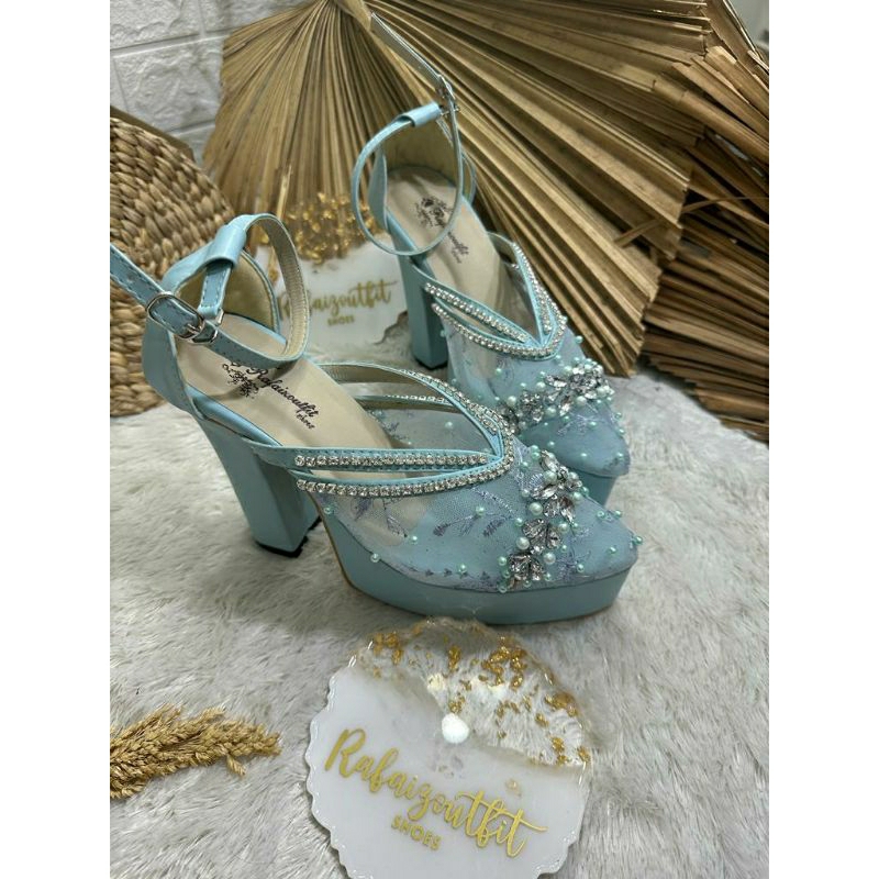 Sepatu wedding pesta Cantik Ayuni Babyblue Hak 12 cm