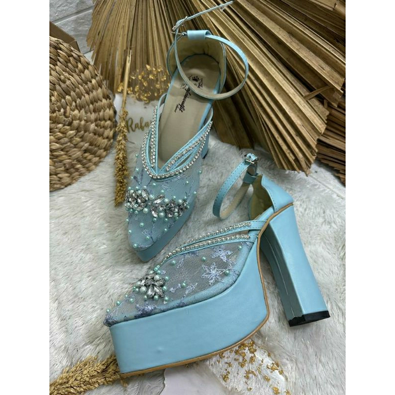 Sepatu wedding pesta Cantik Ayuni Babyblue Hak 12 cm